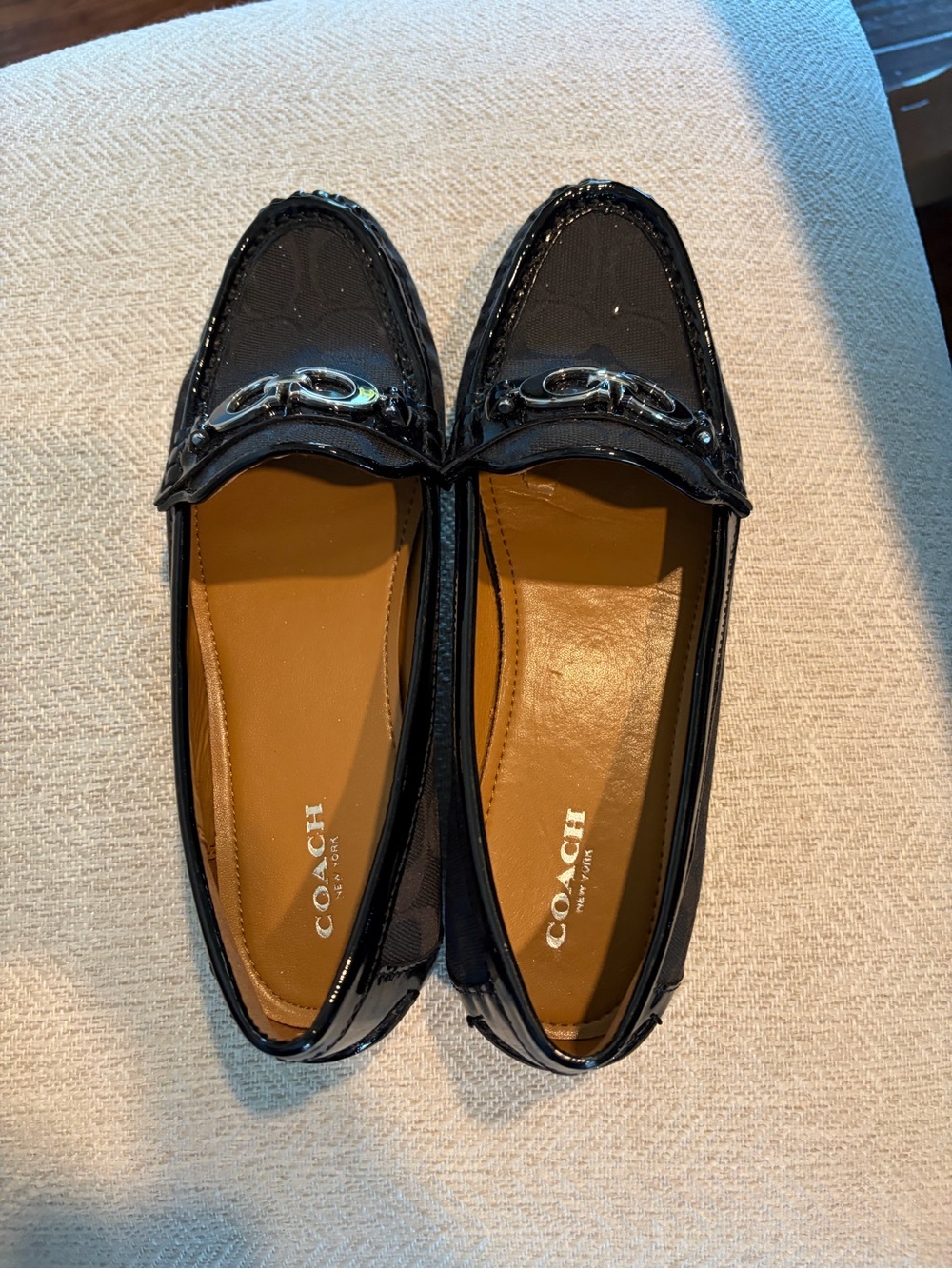 Coach Black Patent Leather Loafers with Signature Bit